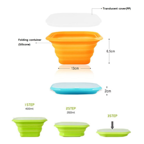 Silicone furlable food container JM-0303011101 | furlable food container, silicone, picnic, silicone food container, microwave oven cooking