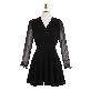 full image op4084 feminine silhouette chiffon sleeve span flare wrap dress
