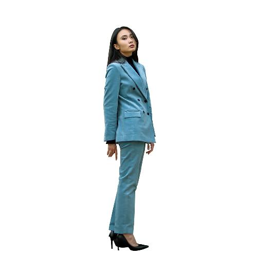 SUIT HEEL CORDUROY DOUBLE SUIT - SKY BLUE