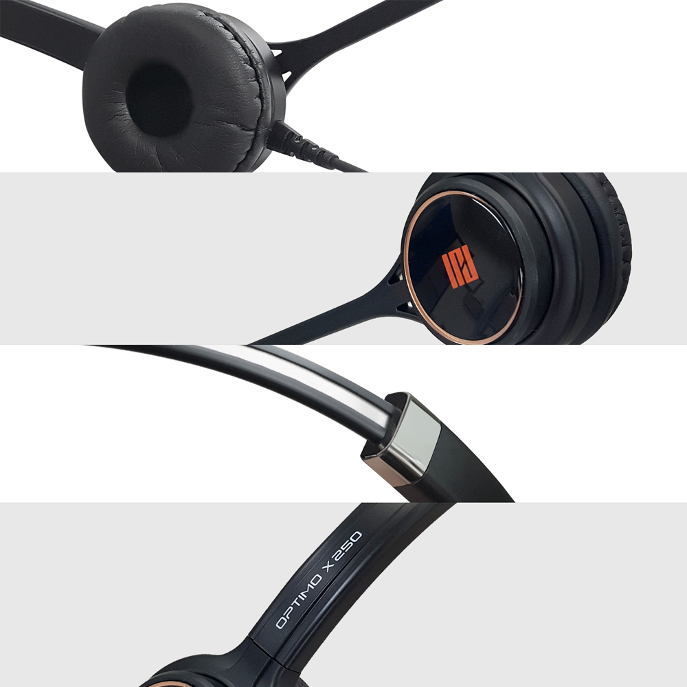 IPD IPH-255 Optimo-X Duo Ear Noise canceling,Corded Landline phone Headset with U10 bottom cable wit