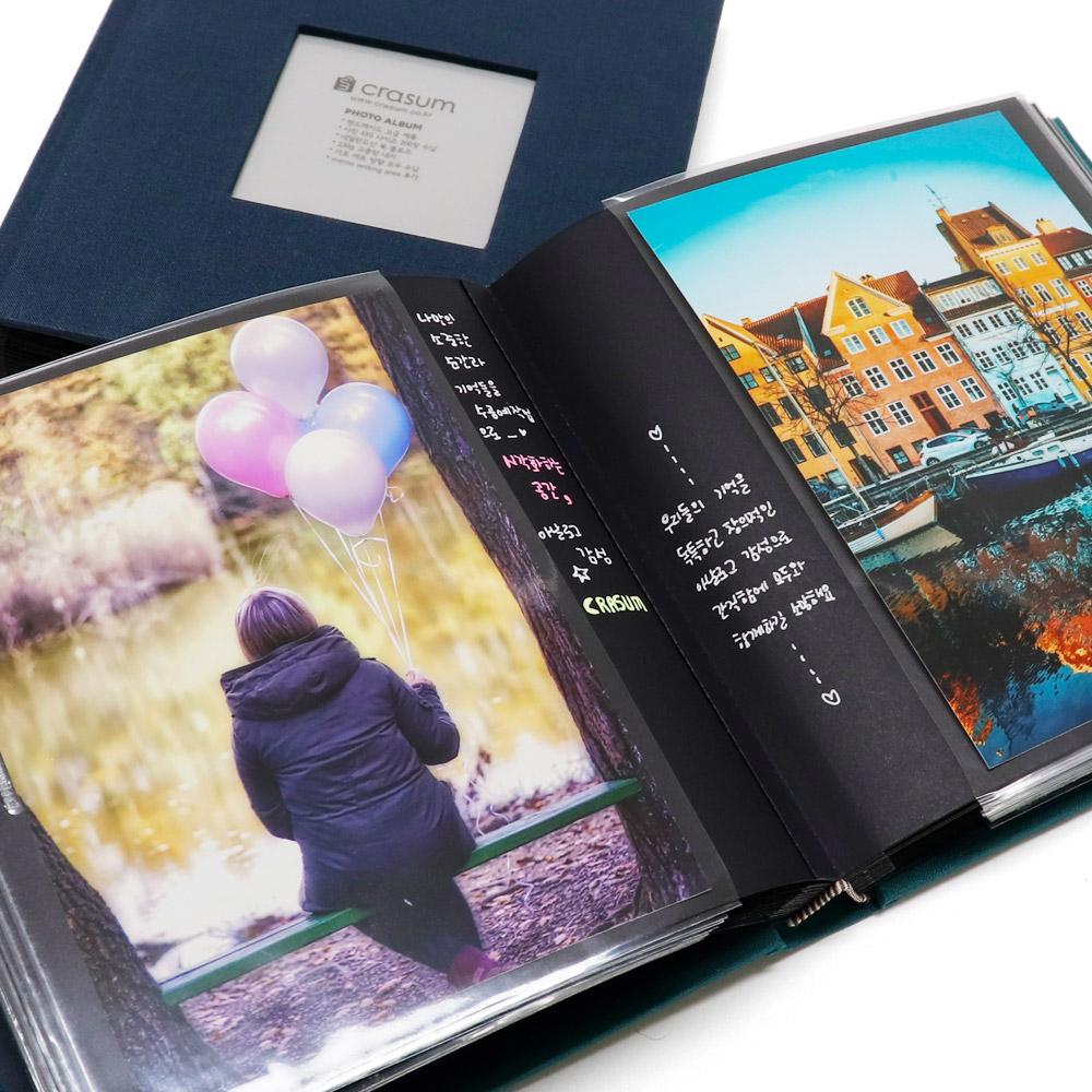 Fabric Frame Cover Photo Album 1UP, 5x7 50 Pockets (Jet Black)