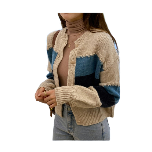 Harmony balloon sleeve fine wool cardigan - BEIGE