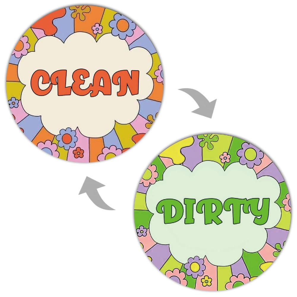 Clean Dirty Dishwasher Magnet(Flower)