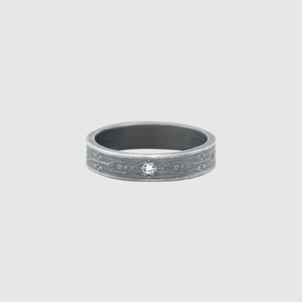 Iris Etching Couple Ring Women