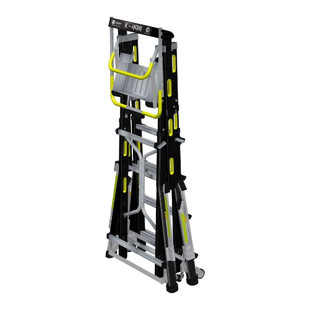 K-LADDER Height-Adjustable Platform Step Ladder KLS-205F / KLB-205F, 3.9m Working Height, Active Outrigger