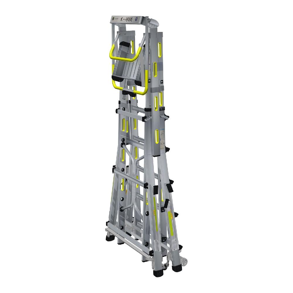K-LADDER Height-Adjustable Platform Step Ladder KLS-206 / KLB-206, Platform Height 1.6-2.7m, 6-Point Outrigger