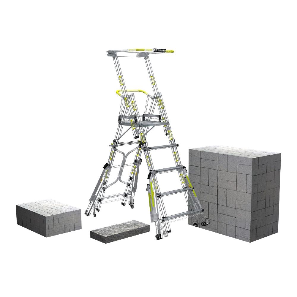 K-LADDER Winch-Type Platform Step Ladder KS-205W / KB-205W, Platform Height 1.3-2.2m, Wire Winch Adjustment