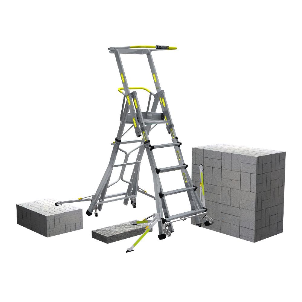 K-LADDER Winch-Type Platform Step Ladder KS-205W / KB-205W, Platform Height 1.3-2.2m, Wire Winch Adjustment