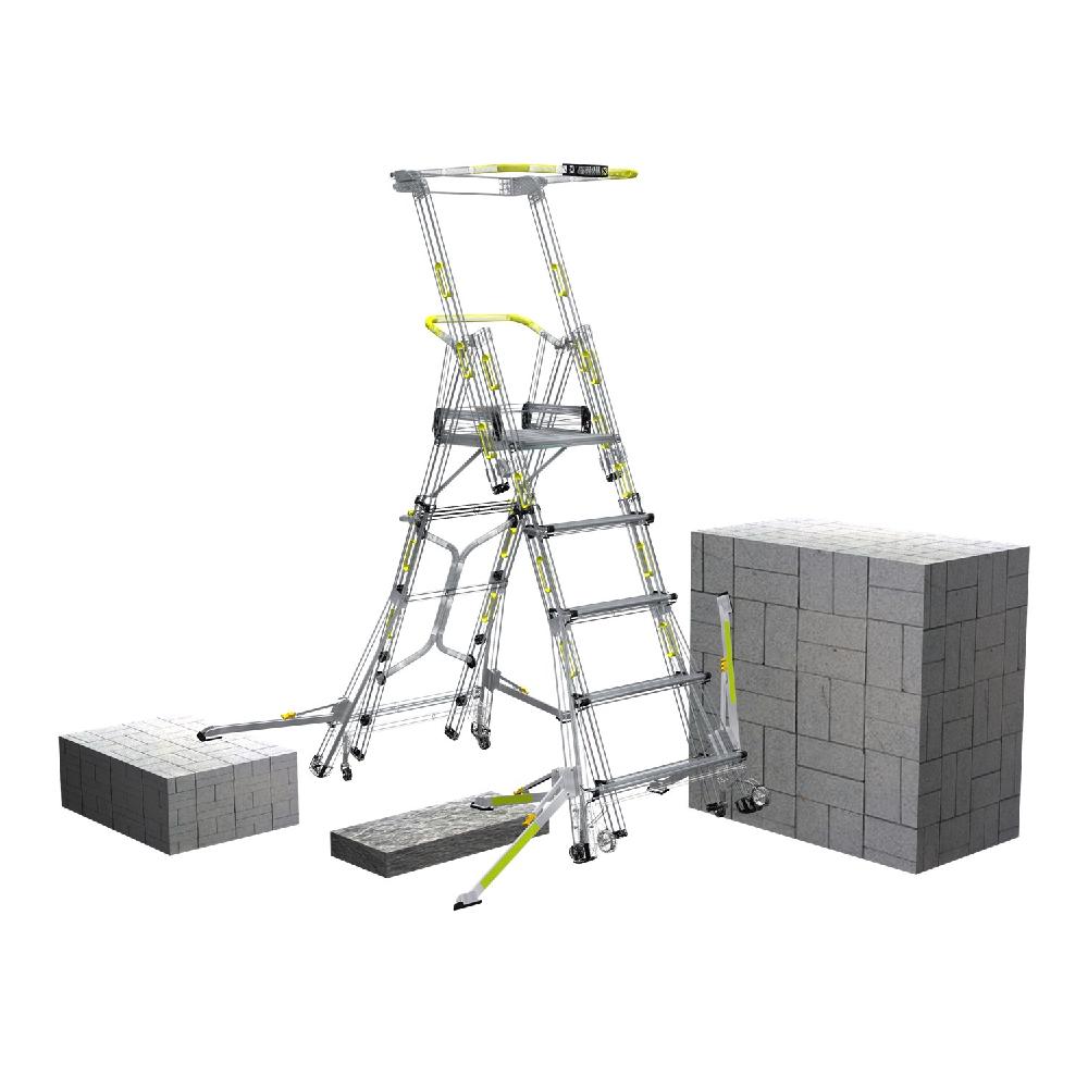 K-LADDER Winch-Type Platform Step Ladder KS-205W / KB-205W, Platform Height 1.3-2.2m, Wire Winch Adjustment