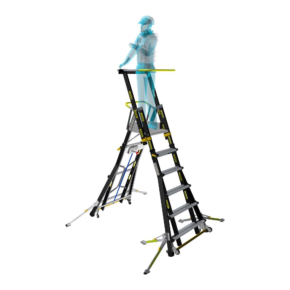 K-LADDER Winch-Type Platform Step Ladder KS-206W / KB-206W, Platform Height 1.6-2.7m, Wire Winch Adjustment