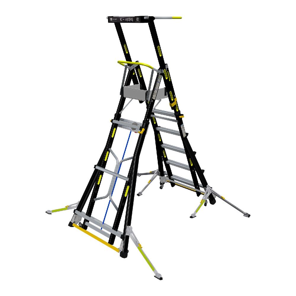 K-LADDER Winch-Type Platform Step Ladder KS-206W / KB-206W, Platform Height 1.6-2.7m, Wire Winch Adjustment