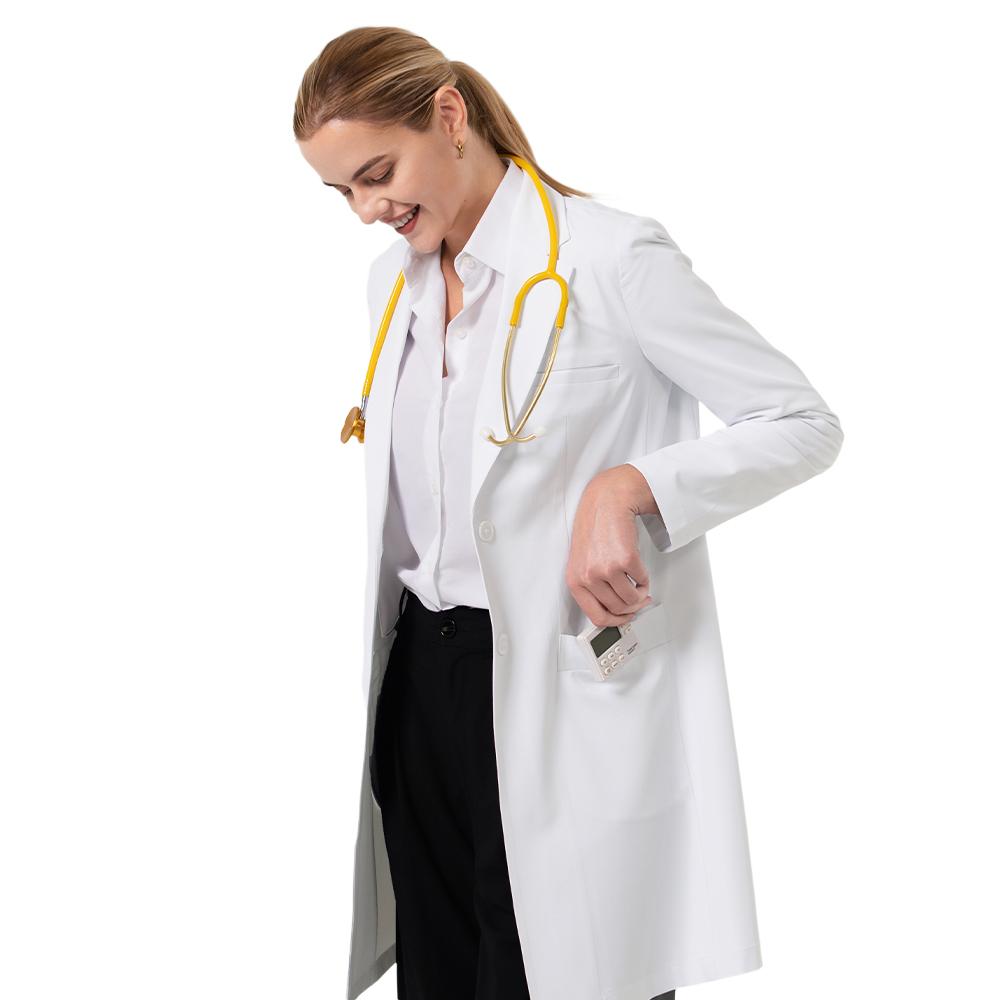 Zenir Structured Nuevo Long Lab Coat LCW-204 - Ivory White