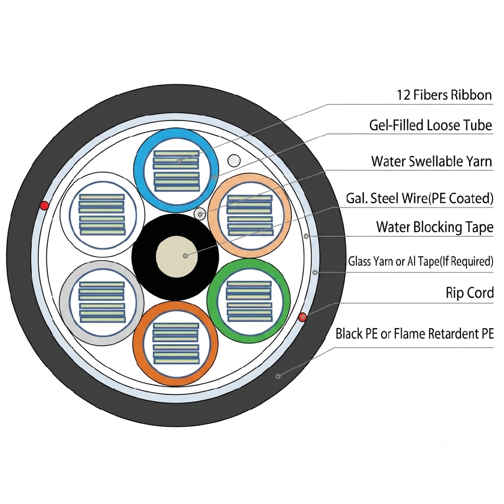 Ribbon Tube Single Jacket Optical Cable