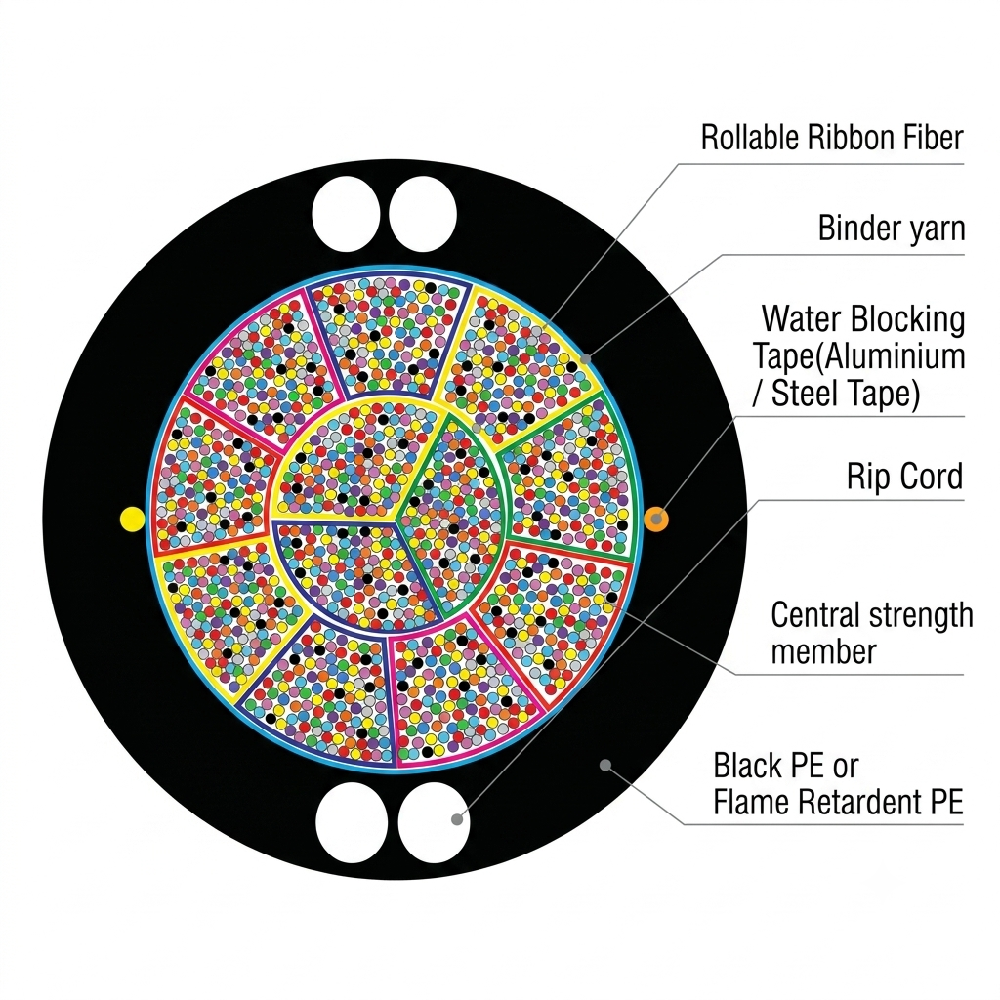 Rollable Ribbon Single Jacket Optical Cable